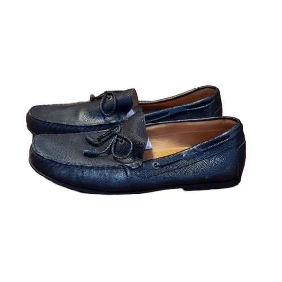 Massimo Dutti Men's Black Leather Loafers Size 45 EU - Picture 1 of 10